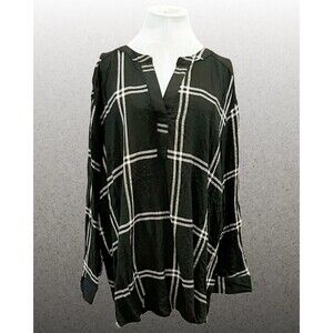 “Jane & Delancey” Women's Black & White Textured Popover Shirt Plus Size 1X NWT